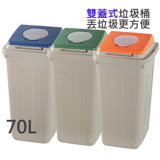 ~免運(偏區/離島除外,可先聊聊問問)70L日式分類附蓋垃圾桶一入~臺製精品