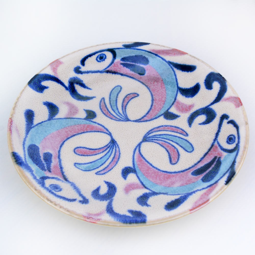 【堯峰陶瓷】日本美濃燒 彩繪魚系列8.5吋圓盤  單入|魚盤|蔬菜盤|菜盤|蛋糕盤|日本美濃燒|現貨在台