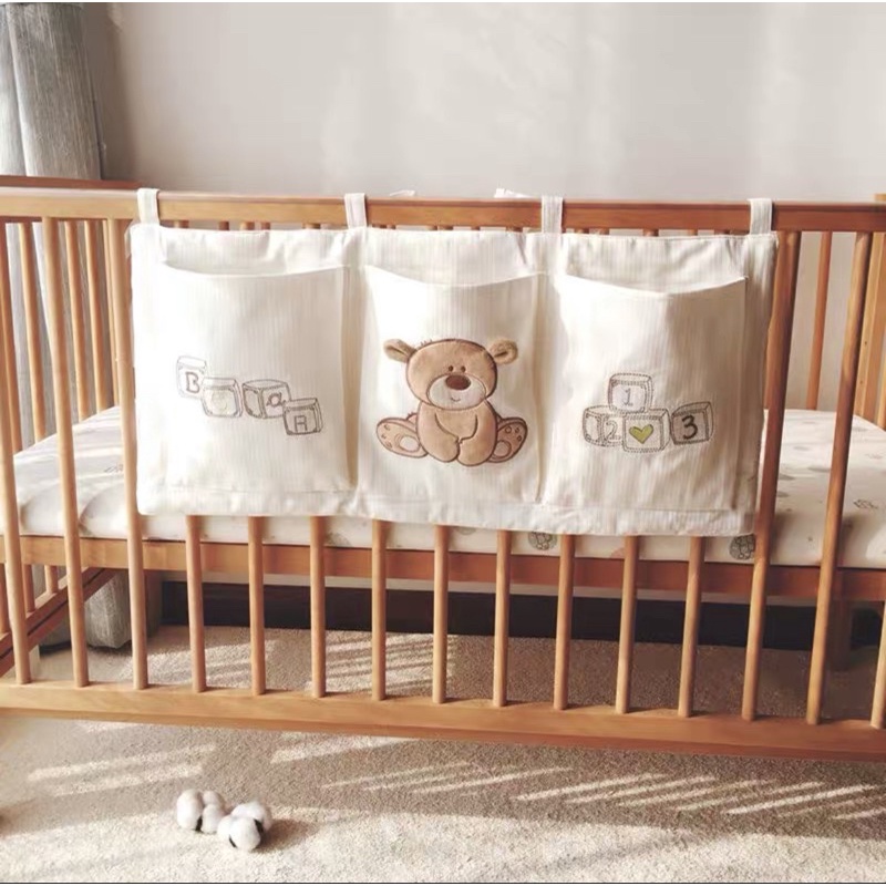 二手 嬰兒床小熊收納袋 嬰兒床床邊置物袋