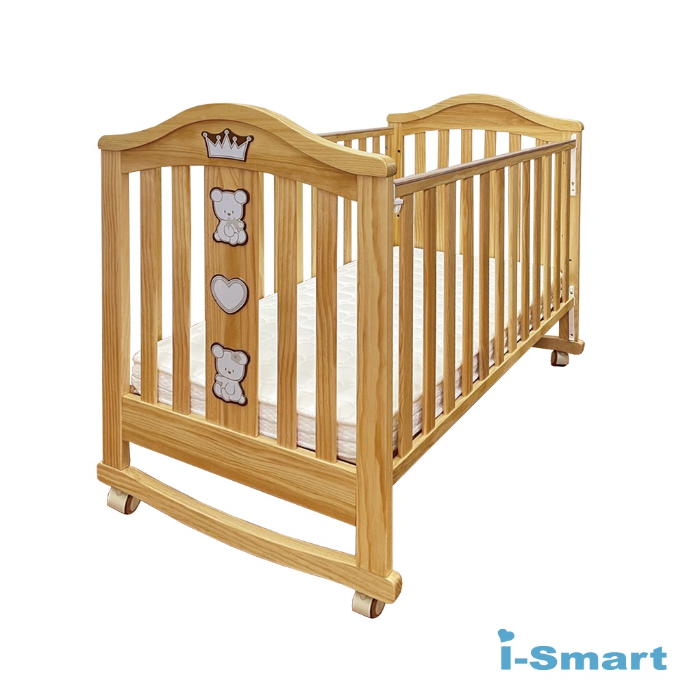 【i-Smart】熊可愛多功能嬰兒床 精選兩件組 (大床-原木色) 本商品含床墊 商城旗艦館