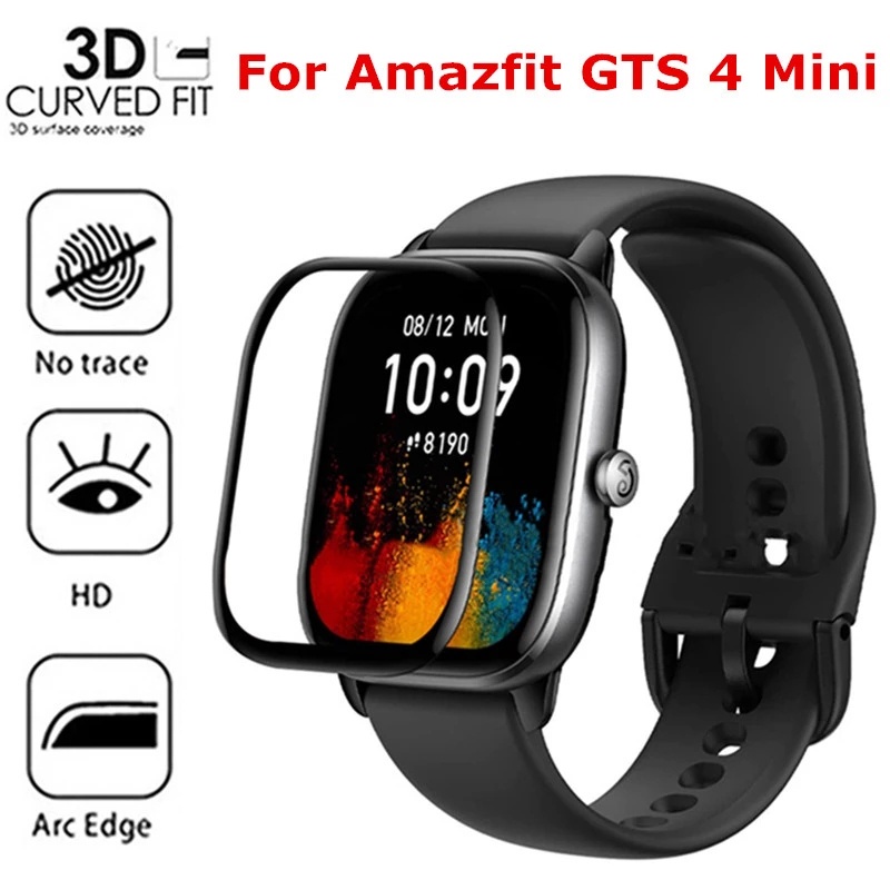 全曲面軟玻璃纖維保護膜, 與 Huami Amazfit GTS 4 Mini 兼容, 全覆蓋超薄高清透明保護膜