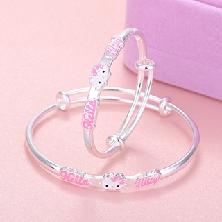 【現貨】【手鐲】流行時尚新款hello kitty 銀轉運手鍊 女學生手鐲 凱蒂貓寶寶兒童 大人禮物