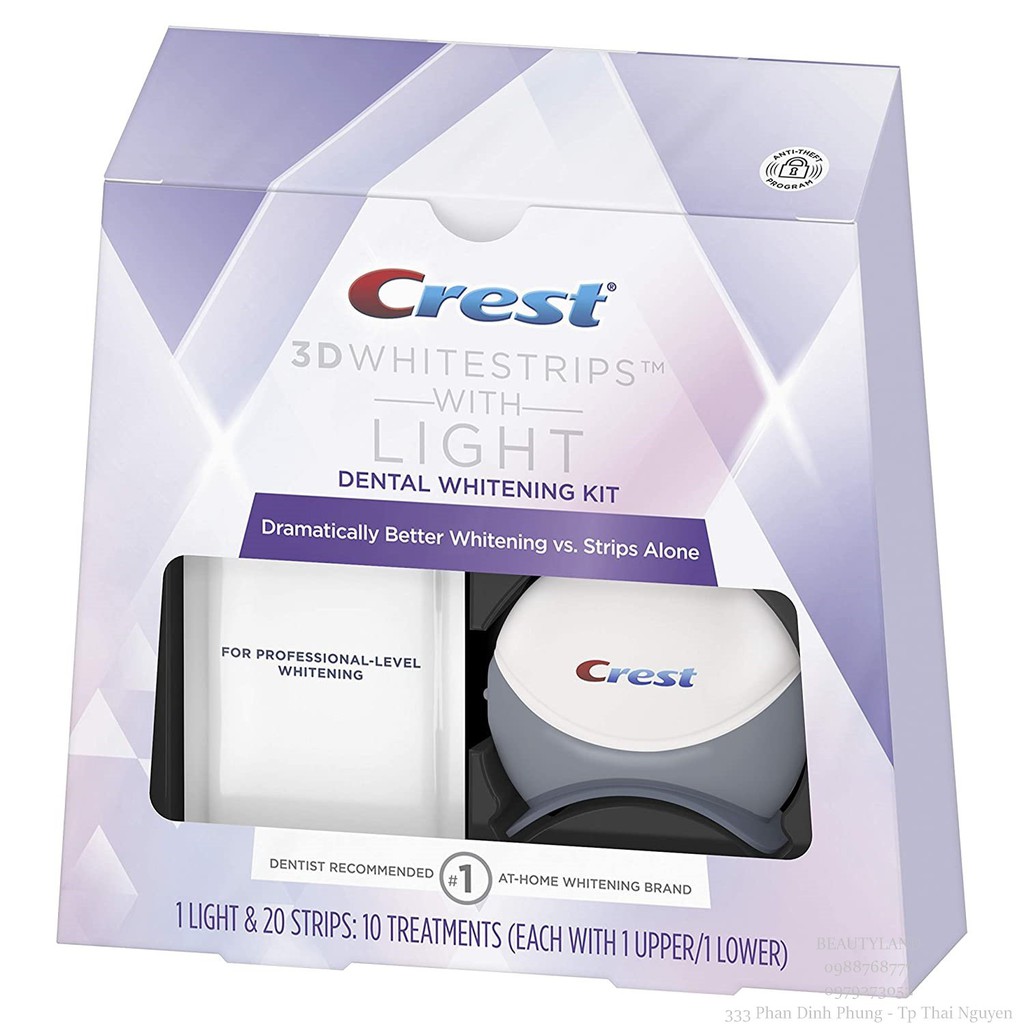 Crest 3D 白色貼片牙齒美白套裝,採用 CRest Blue Light 技術燈