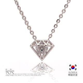 KURO-SHOP韓國進口 銀色系 鑽石圖案造形裸鑽 水鑽 項鍊 鎖鍊