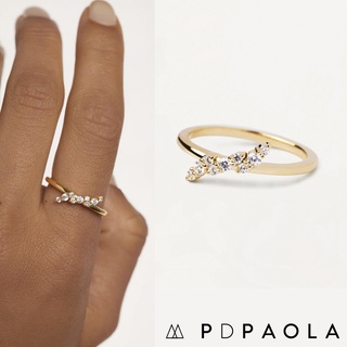 PD PAOLA 西班牙時尚潮牌 鑲鑽羽毛戒指 簡約金色戒指 NATURA