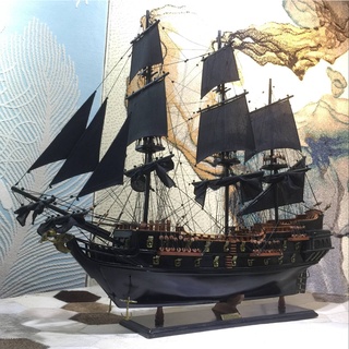 帆船 黑珍珠號加勒比海盜船模型工藝船仿真木船實木質帆船復古擺件禮品