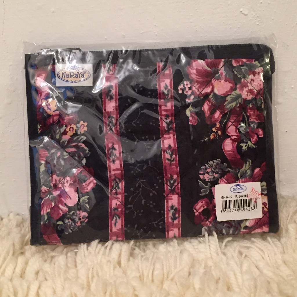 NaRaya 浪漫花朵圖樣黑色小包 收納包 曼谷包 化妝包
