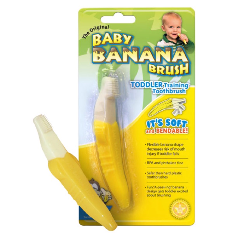 免運 香蕉牙刷固齒器 美國 Baby Banana Brush 香蕉固齒器  幼兒牙刷  香蕉牙刷 固齒器 媽媽必備