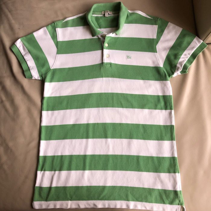 保證正品 Burberry 綠白條紋 Polo 衫 短袖POLO衫 size L 英國製