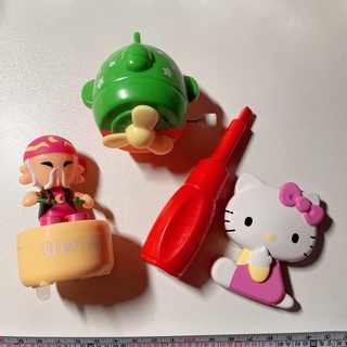 玩具一批~發條直升機功能正常,Hello Kitty擺飾玩具,螺絲起子,好神公仔沒電,4款便宜合售@cw3