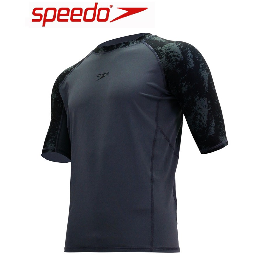 ~有氧小舖~2020 SPEEDO 成人短袖防曬衣 Performance 浮潛 水母衣 短袖泳衣 UPF50 灰X黑