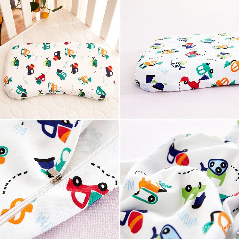 純棉兒童乳膠枕記憶枕套嬰幼兒月牙枕定型枕卡通全棉枕套四季通用