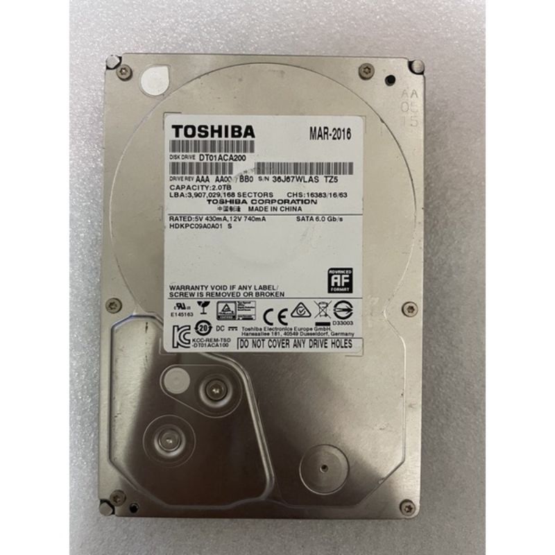 【賣可2店】DELL / TOSHIBA 3.5吋 SATA3 2TB  3.5 快取64M 桌機硬碟 網拍最便宜