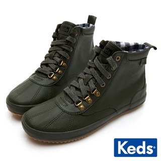 Keds SCOUT BOOT 華麗斜紋布綁帶休閒防潑水靴-橄欖綠 #6