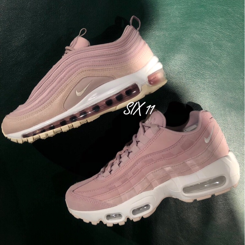 @SIX@NIKE WMNS AIR MAX 95 櫻花粉 皮革 / AIR MAX 97 PRM 粉 麂皮 女鞋