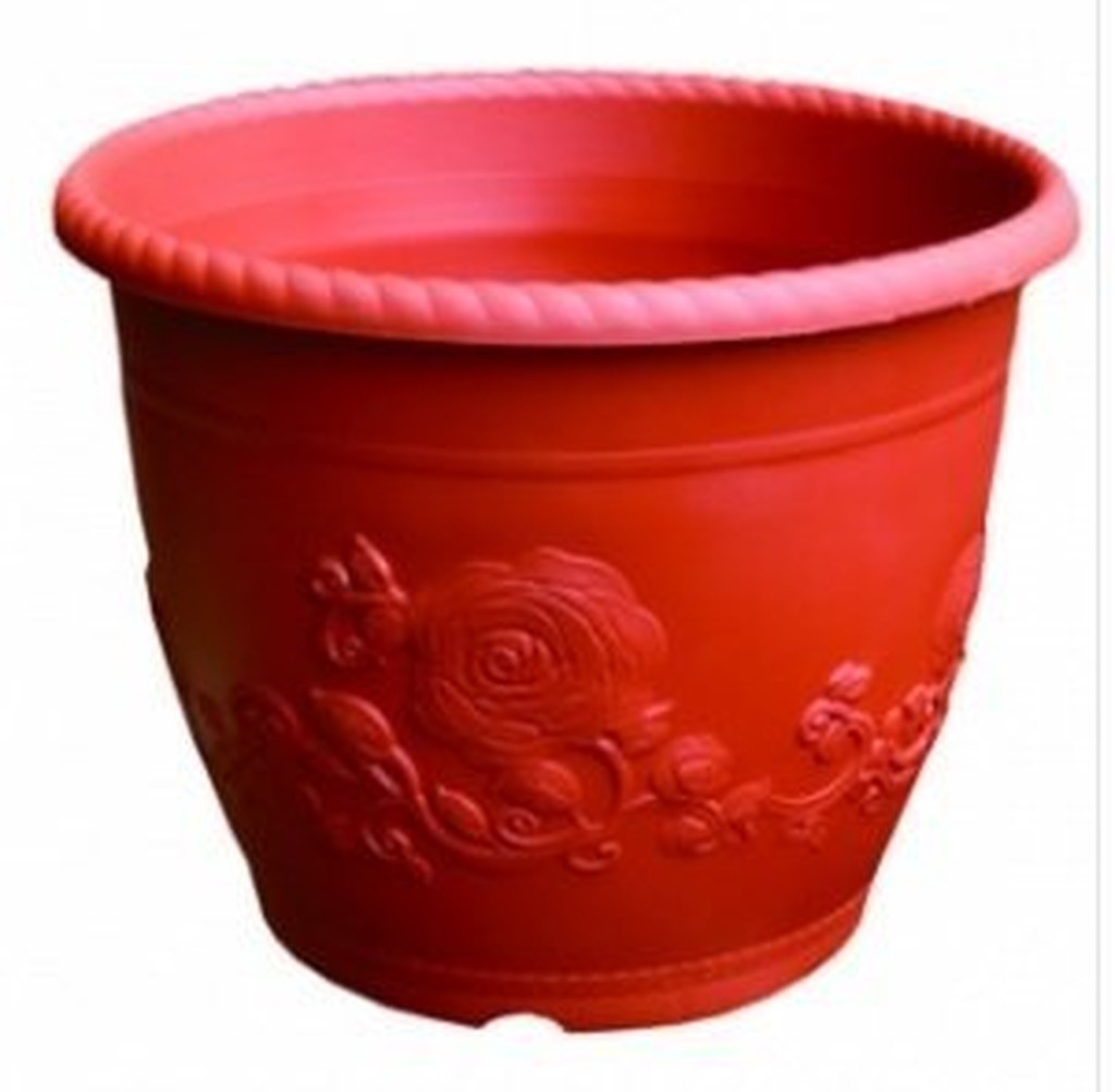 花盆【園藝資材】歐洲浮雕盆 9吋 紅色 花盆 塑膠花盆