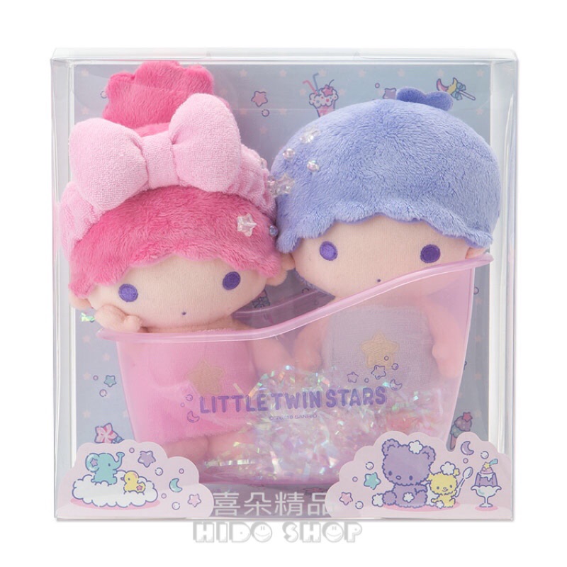 日本三麗鷗TwinStar雙子星晨光泡泡澡浴缸絨毛玩偶盒裝組