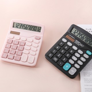 【臺灣現貨】太陽能計算機 【證號D56090】桌上型 大螢幕 太陽電池併用 黑色 太陽能 12位數 小清新計算機 雙電源