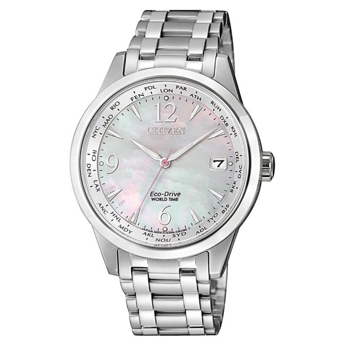 CITIZEN 星辰錶 FC8001-87D LADY'S系列 銀色款經典優雅光動能時尚腕錶 /白蝶貝面板 35.8mm