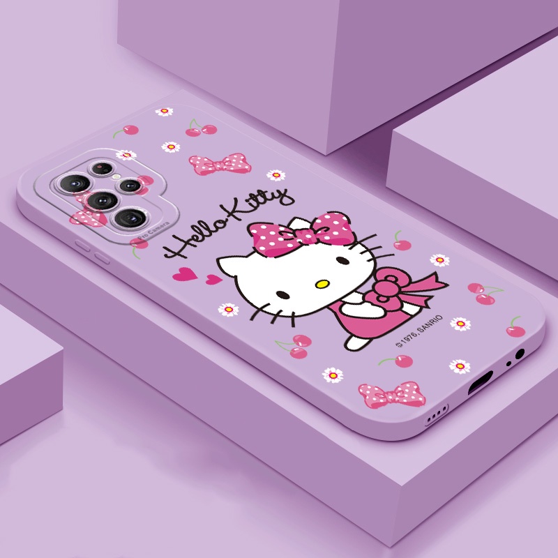 SAMSUNG Hello Kitty 外殼三星 Galaxy S22 Ultra 5G 天使眼軟殼矽膠方形手機殼相機全