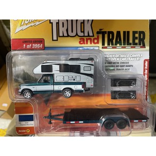 《模王》 1/64 johnny lightning 模型合金車 1993 福特 F-150 & 後拖車