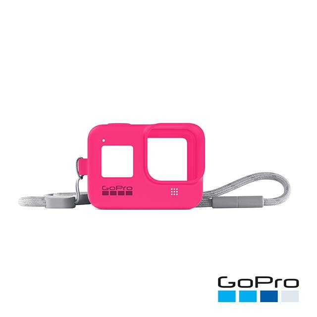 &lt;高雄3C&gt;GoPro-HERO8 Black專用矽膠護套+繫繩-勁電粉AJSST-007(公司貨)
