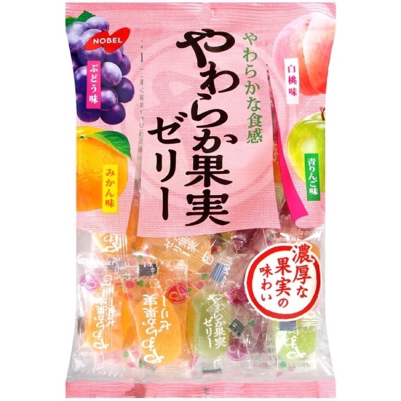 日本NOBEL 諾貝爾 濃厚綜合水果軟糖（水蜜桃+蜜柑+蘋果+葡萄)226g