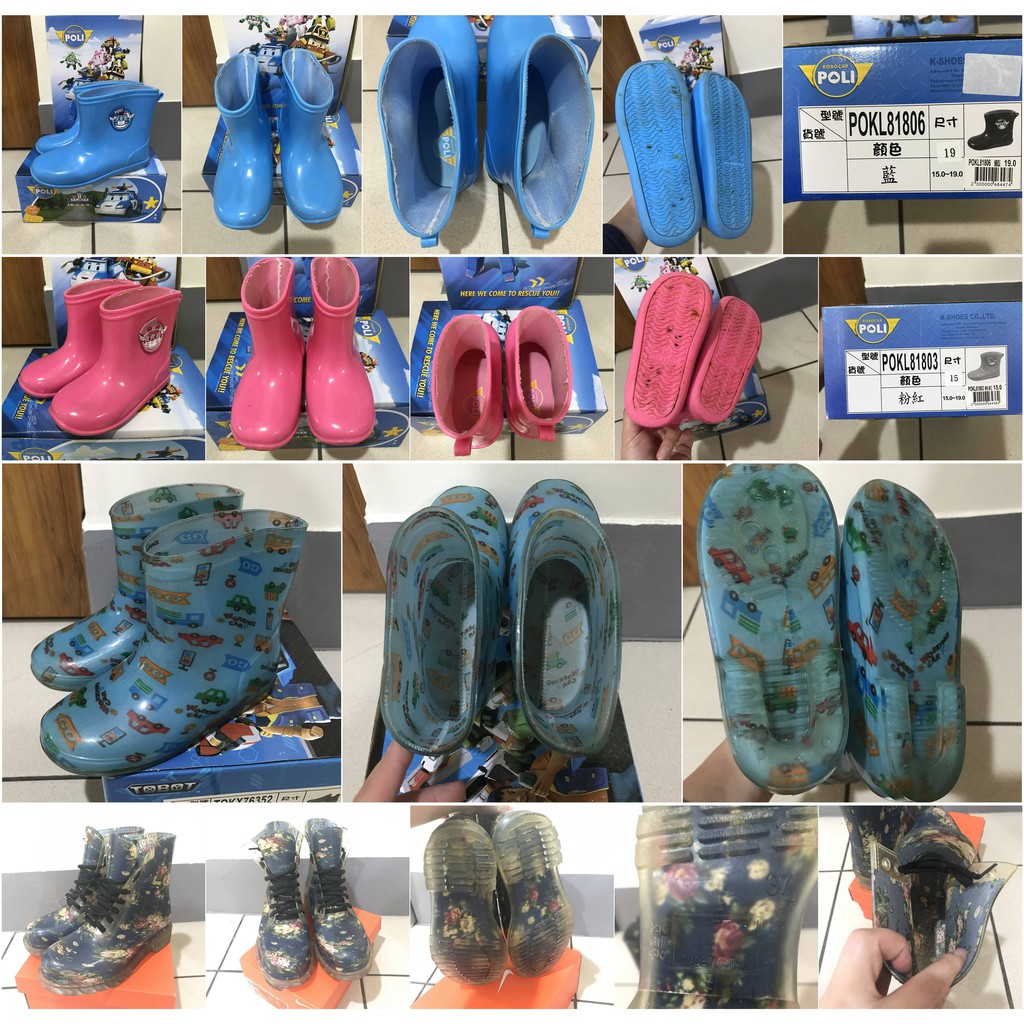 波力安寶車車雨鞋雨靴小花雨靴 蝦皮購物
