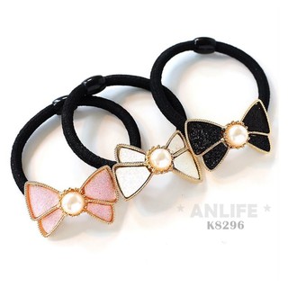 品優生活〉K8296韓系髮飾 珍珠髮圈 蝴蝶結甜美髮飾 綁頭髮髮圈 優雅橡皮筋髮繩