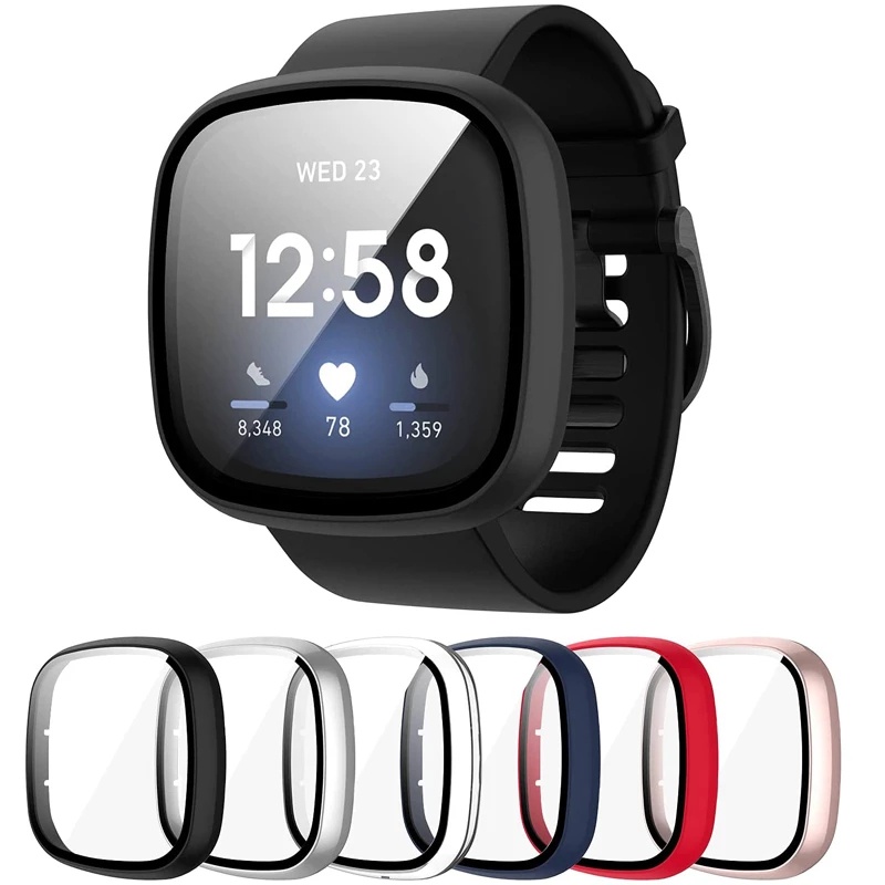 一件式 錶殼+鋼化玻璃膜 Fitbit versa 3 保護殼 Fitbit sense 全包保護套 全覆蓋錶殼 防摔殼
