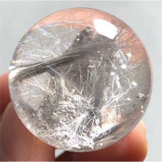天然水晶 粉幽靈 髮晶 晶中晶 方解石共生 28.8mm 擺件球 轉運球 風水球