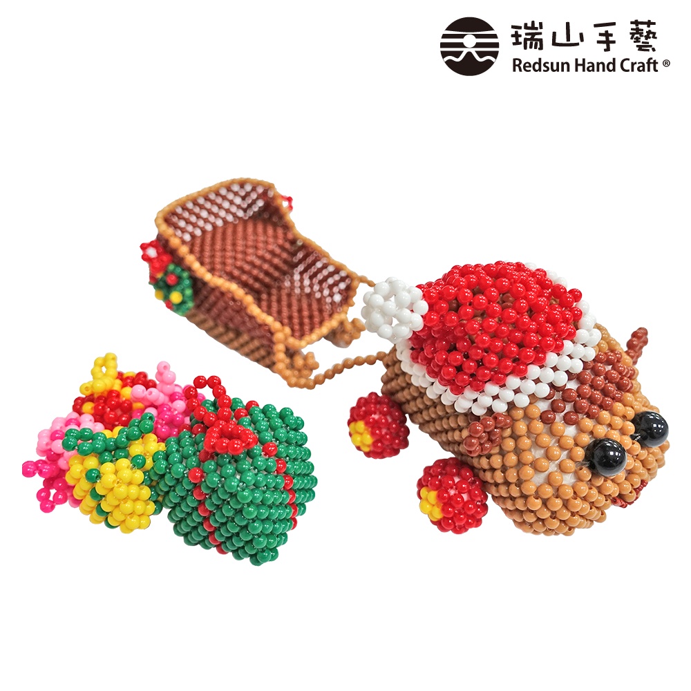 【瑞山手藝】串珠材料包聖誕節系列-泰迪聖誕雪橇-3mm糖果珠-(預購)