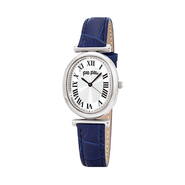 【Folli Follie】城市時間羅馬橢圓時尚腕錶-鸚藍款/WF18T029SPS_DB/台灣總代理公司貨享兩年保固