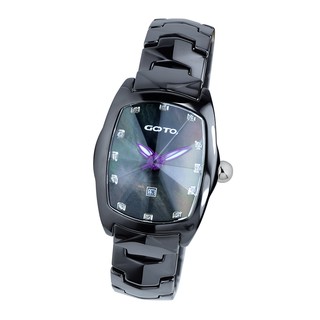 GOTO 簡約晶鑽精密陶瓷錶-黑x紫/黑x銀