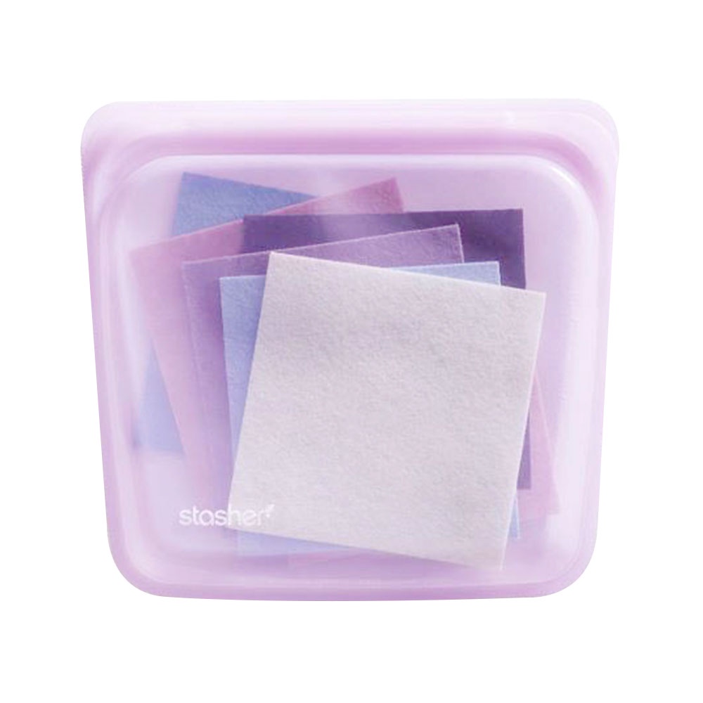 【現貨/發票】美國 Stasher 矽膠密封袋 方形 (紫) 環保按壓式 食物袋 保鮮袋 夾鏈袋 旅行收納 舒肥 冷凍