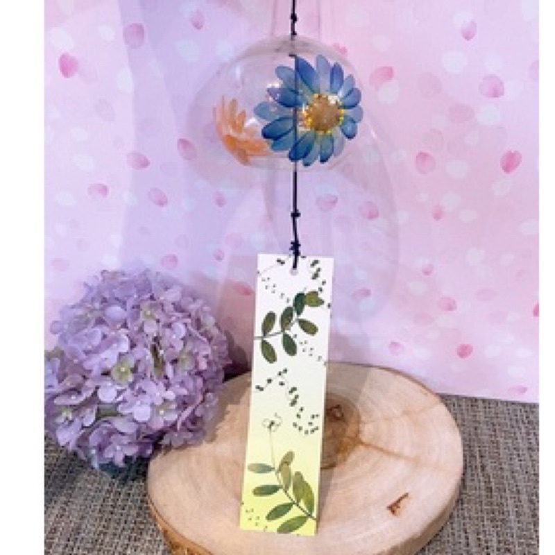 日本製🇯🇵現貨 手繪 日本風鈴 花朵 透明風鈴 和雜貨 紀念品 居家裝飾 日式 和風 園藝裝飾 裝飾品 房間佈置 玻璃