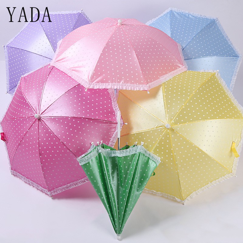 Yada娃娃彩虹玩具傘圓點蕾絲寶寶長柄3d耳朵兒童傘