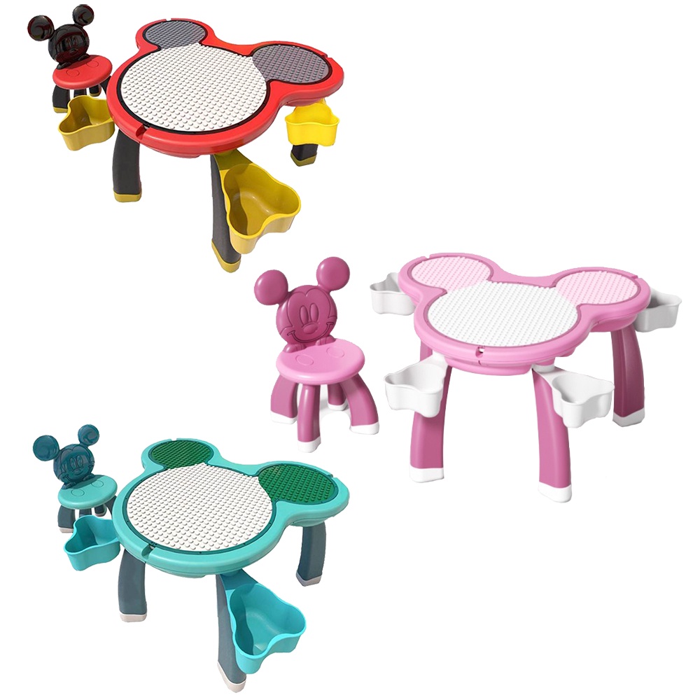 Bonne Nuit迪士尼米奇多功能兒童遊戲桌(一桌一椅無積木) 迪士尼兒童椅 樂高積木桌 白板塗鴉美勞桌