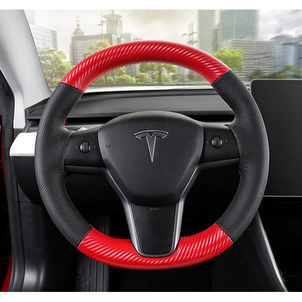 特斯拉Tesla【M3S001 方向盤皮套(手缝)】手工縫製貼身密合耐用 Model 3