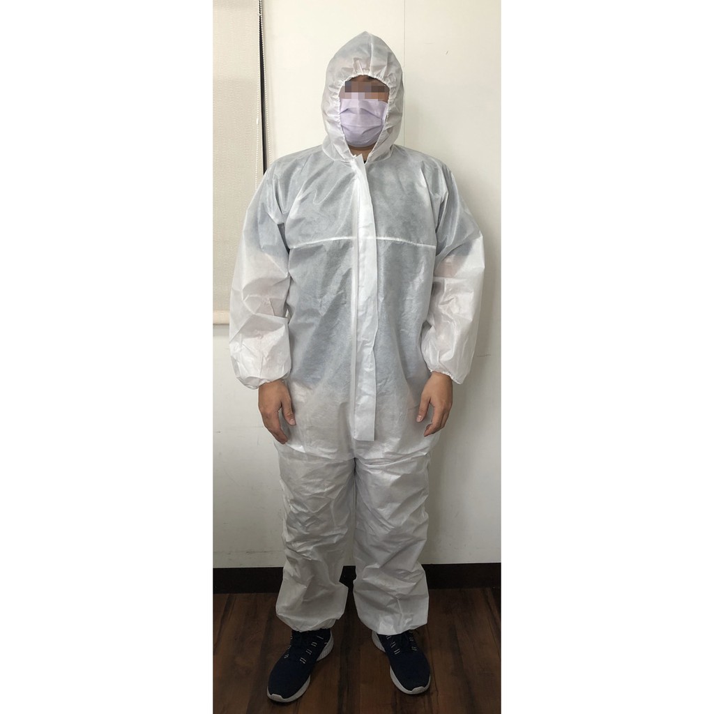 PP+PE淋膜連身防護衣(非醫療用)拉鍊式 防粉塵 液體噴濺 飛沫 防疫 特惠價105元/件 #工安防護具專家