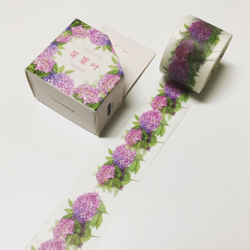 Myjoy Themo 花莖葉系列 繡球 手繪繡球花紫陽花水彩無痕和紙膠帶紙膠帶手帳30mm 5m 蝦皮購物