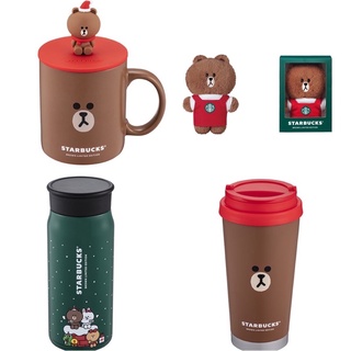 《現貨》Starbucks星巴克LINEFRIENDS熊大馬克杯組/LINE不銹鋼杯 紅圍裙熊大