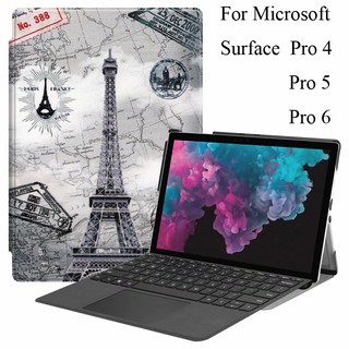 適用於微軟Surface Pro 5 6 4 平板電腦彩繪皮套 SurfacePro 保護殼 可站立保護套
