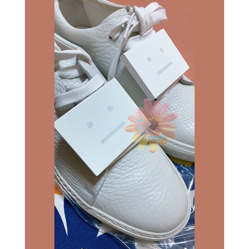 VaBene✿ 瑞典Acne Studios Adriana Grain White 絕版 經典 方塊臉 笑臉 小白鞋