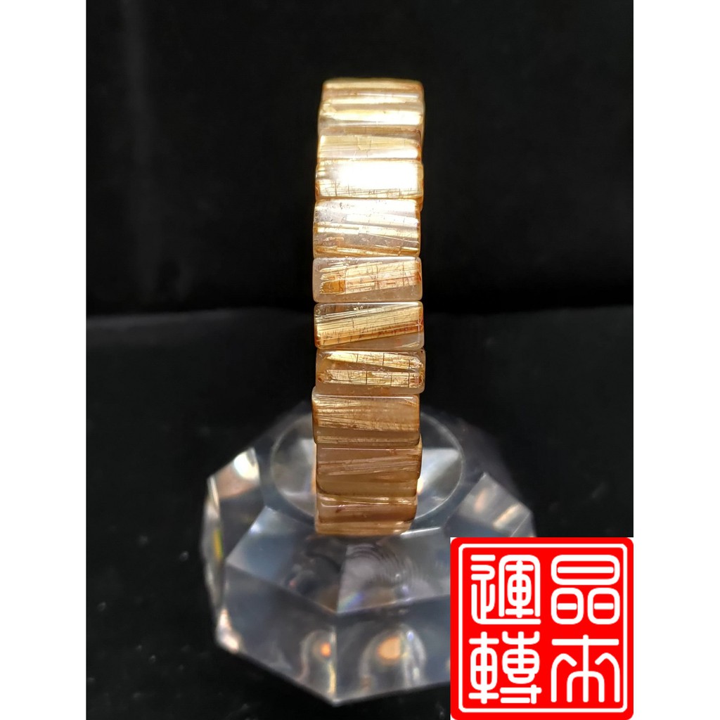 [晶來運轉]鈦晶手排30.7g 13mm 手圍17.5(Gold Titanium Rutilated Quartz)