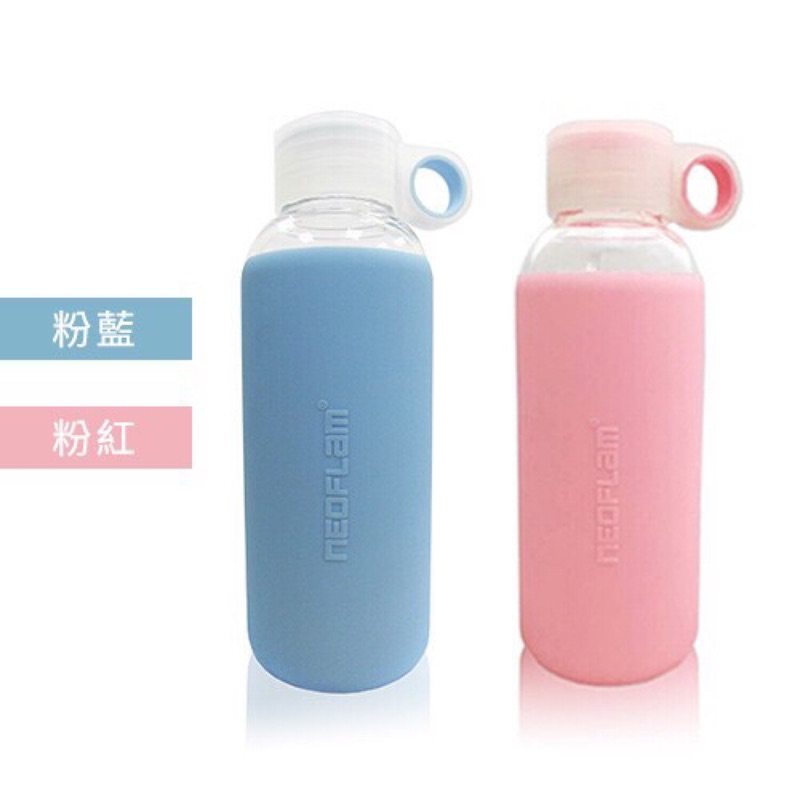 現貨 韓國🇰🇷Neoflam 耐熱玻璃矽膠隨身壺 420ml 粉紅 粉藍