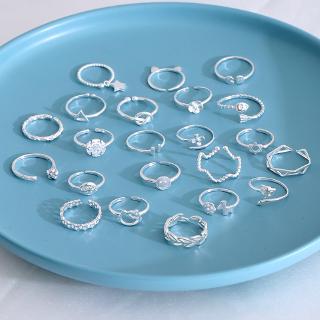 Ahellogirl 銀色開口戒指復古幾何中性定制可調節不銹鋼女士戒指