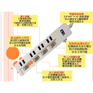 【BC博銓】KTC-98442/15A/1.8M/2.7M/四開四插2孔90度插頭安全保護電源插座電源延長線居家居安配件