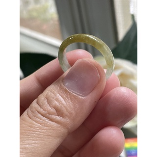 內徑18.8，國際戒圍15.5，no340，玉到愛，招財冰黃白翡翠戒指（戒圈），半山半水完美無紋，保證緬甸玉A貨翡翠