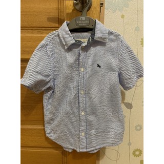H&M 條紋襯衫 藍條紋 短袖襯衫